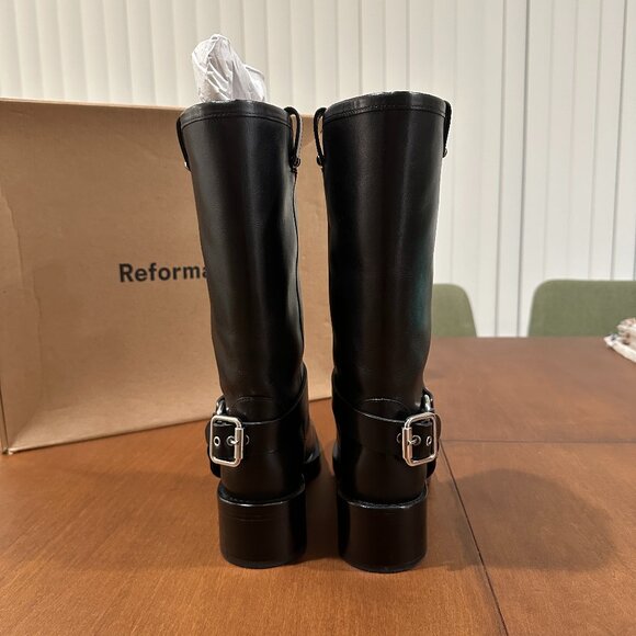 (SOLD) REFORMATION Francesca Moto Boots in black leather / silver, US 6.5 - Picture 4 of 5
